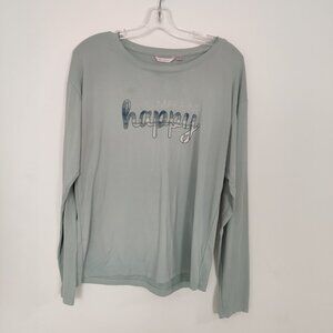 La Vie En Rose Women's Pajama Top Size M Gray Green Comfy Sleepwear Simple Daily